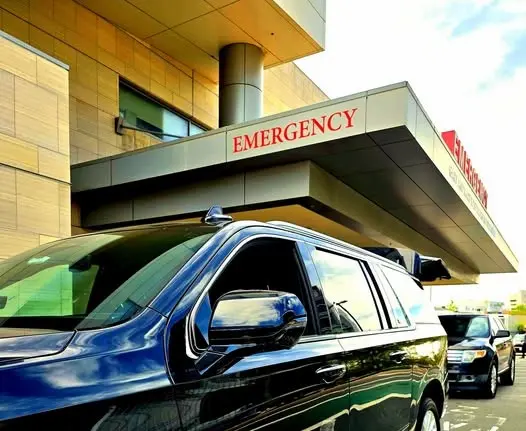 SUV staging in a emergency entrance of UCSD Medical Center